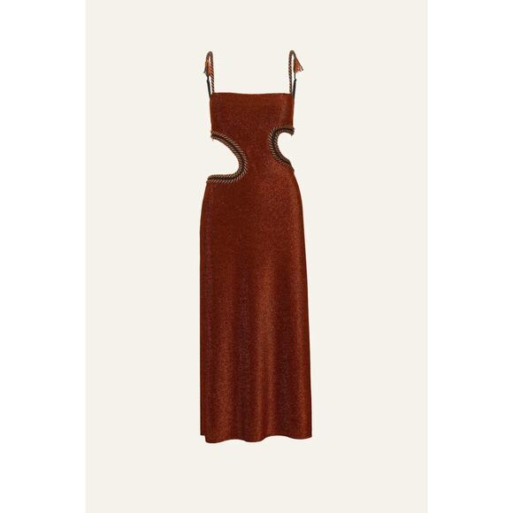 Johanna Ortiz Dresses & Skirts - Johanna Ortiz Fabulous Festival Midi Dress - XS Bronze Metallic Cut Out